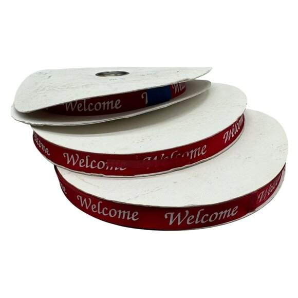 Red Welcome Ribbon Roll 5/8 Inch x 100 Yards Crafts & Decorations READ - Picture 1 of 8